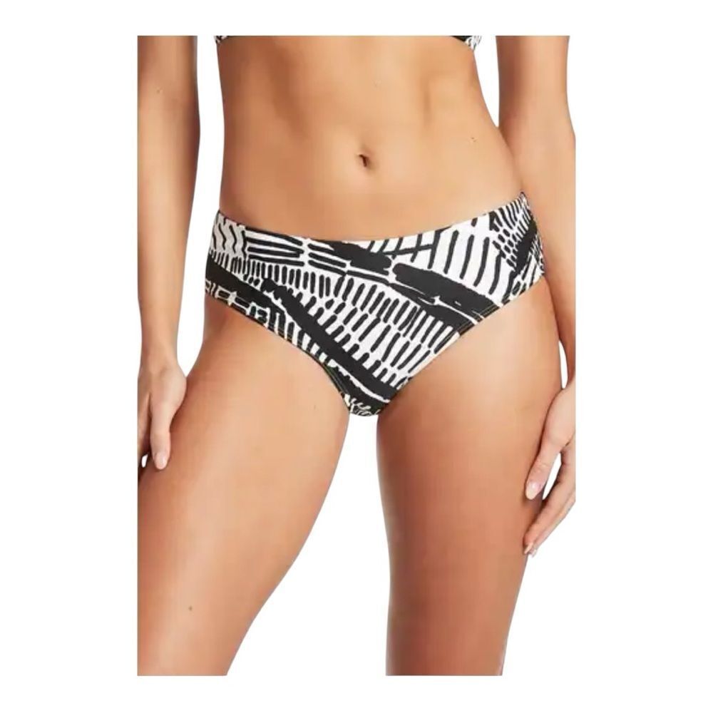 Sea Level‎ Womens Black White  Mid Bikini Bottoms Black Size 6